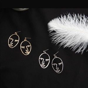 Punk Human Face Drop Earrings Retro Abstract OS